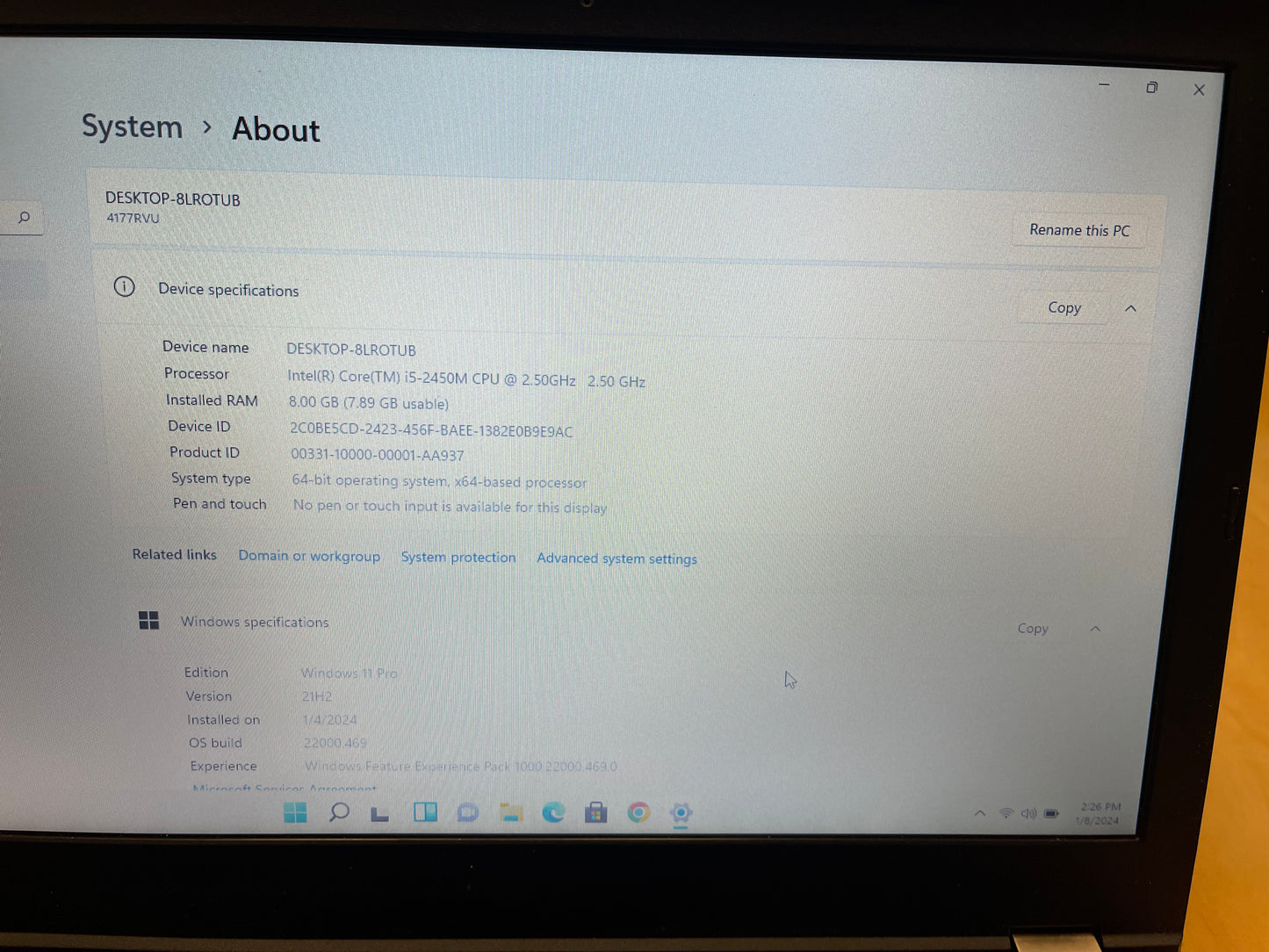 ThinkPad laptop 14 inch i5 processor win 11